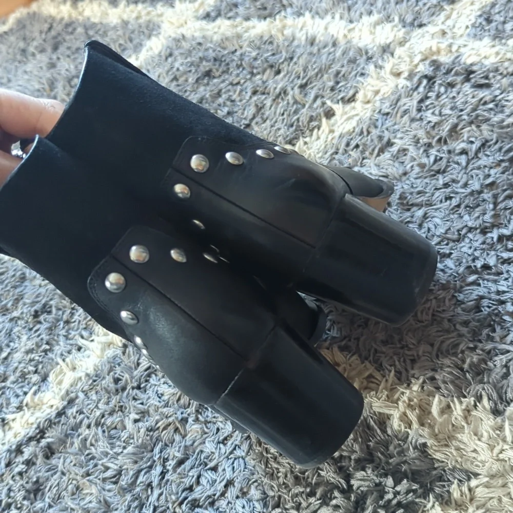 COACH Pauline Leather Suede Bootie Black 8.5 B Womens Studded Western Ankle Boot - Picture 6 of 8